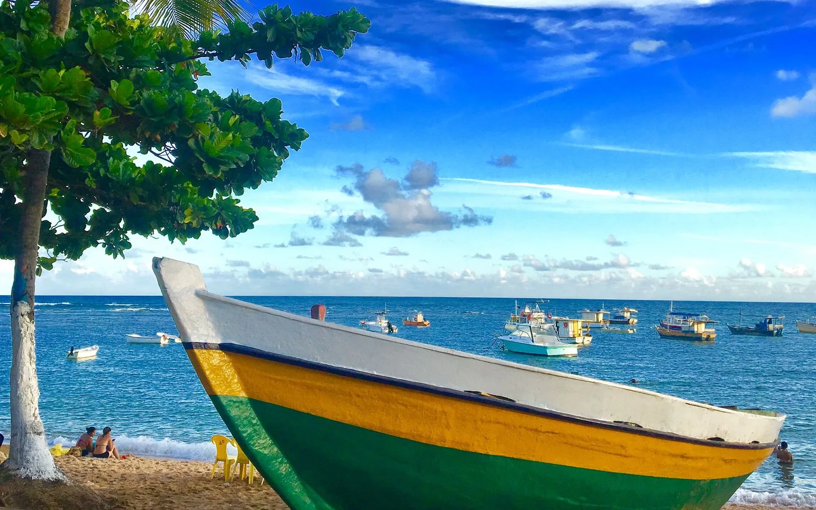 Palm-fringed beach at Praia do Forte on the Costa dos Coqueiros, Bahia