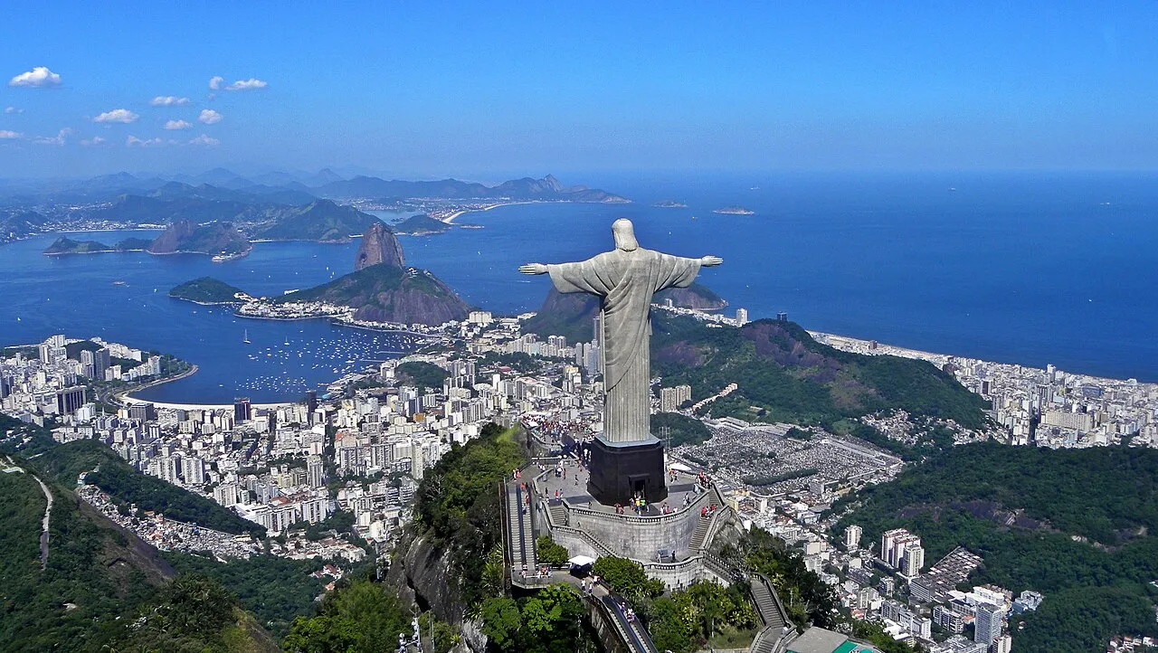 Christ the Redeemer above the forested peaks of Rio de Janeiro